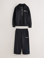 أسود - SmALLSAINTS Script Funnel Neck Sweatshirt and Wide Leg Joggers Set - Image 9 of 15