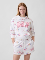 Gap White Floral Relaxed Logo Hoodie - Image 1 of 5