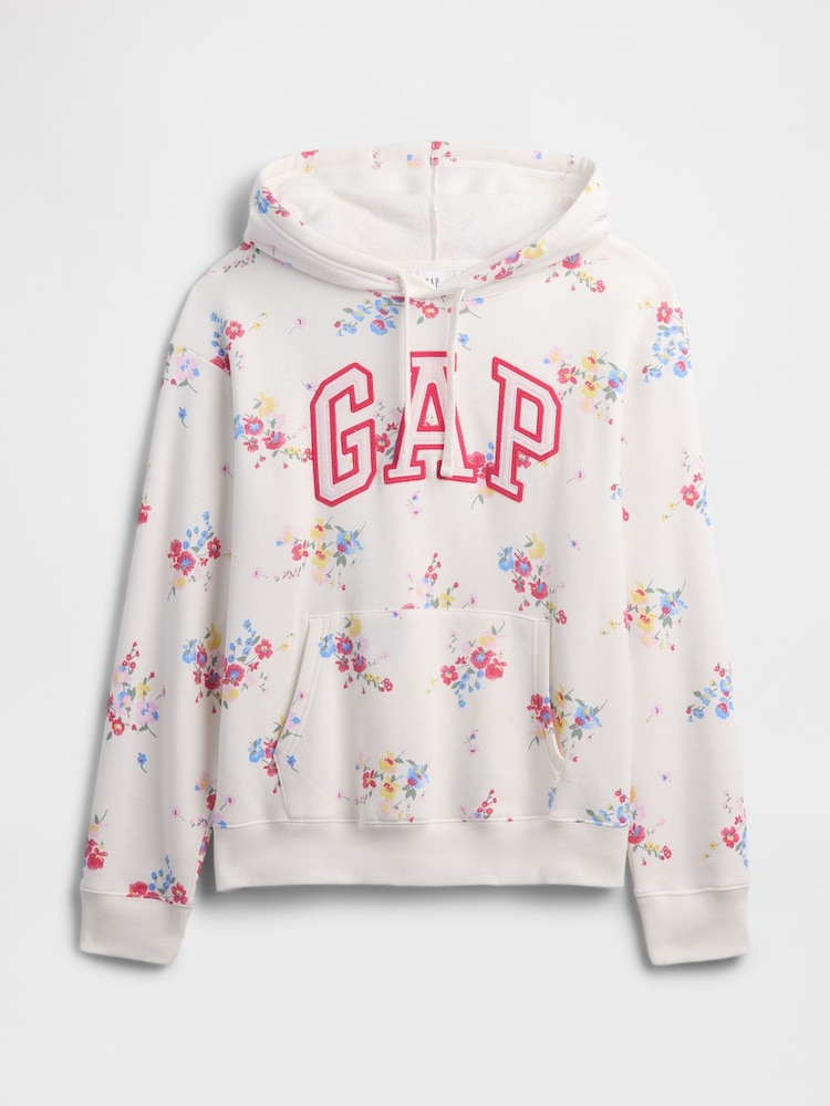Gap White Floral Relaxed Logo Hoodie - Image 5 of 5