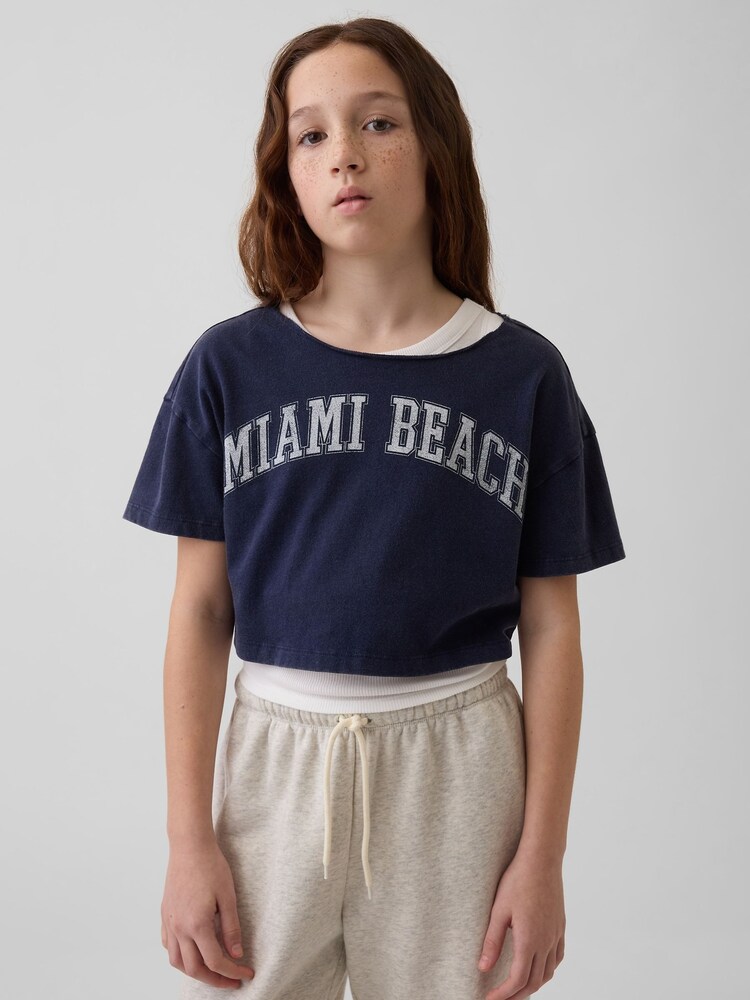 Gap Blue Oversized Wide-Neck T-Shirt (4-13yrs) - Image 1 of 4