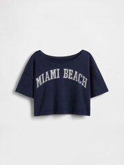 Gap Blue Oversized Wide-Neck T-Shirt (4-13yrs) - Image 3 of 4