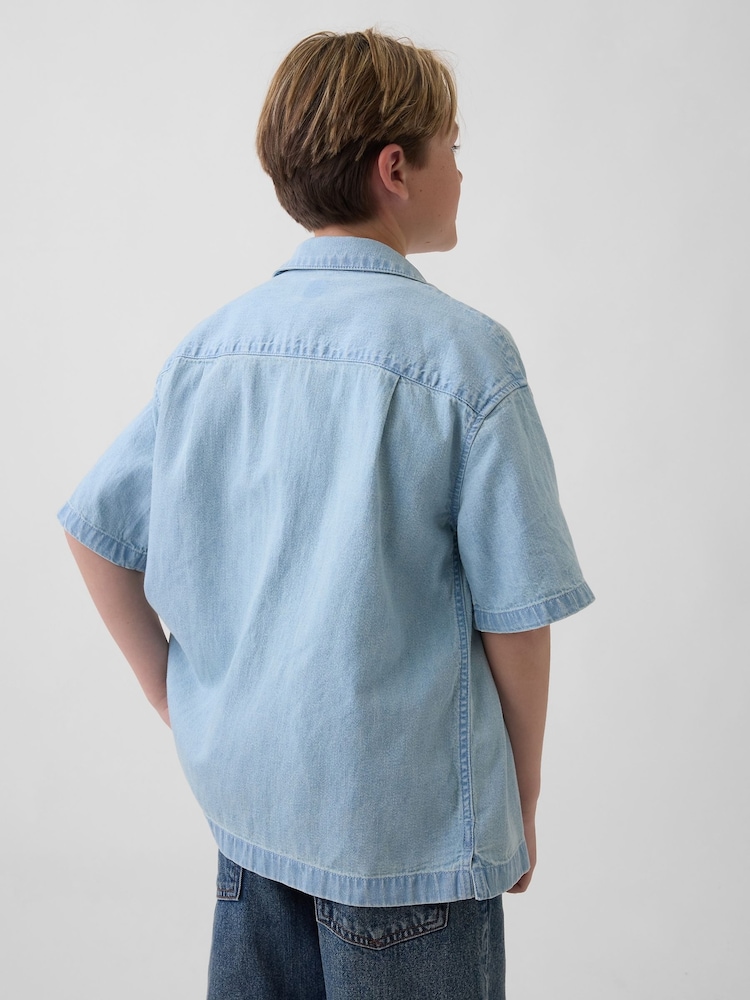 Gap Light Wash Denim Relaxed Shirt (4-13yrs) - Image 2 of 4