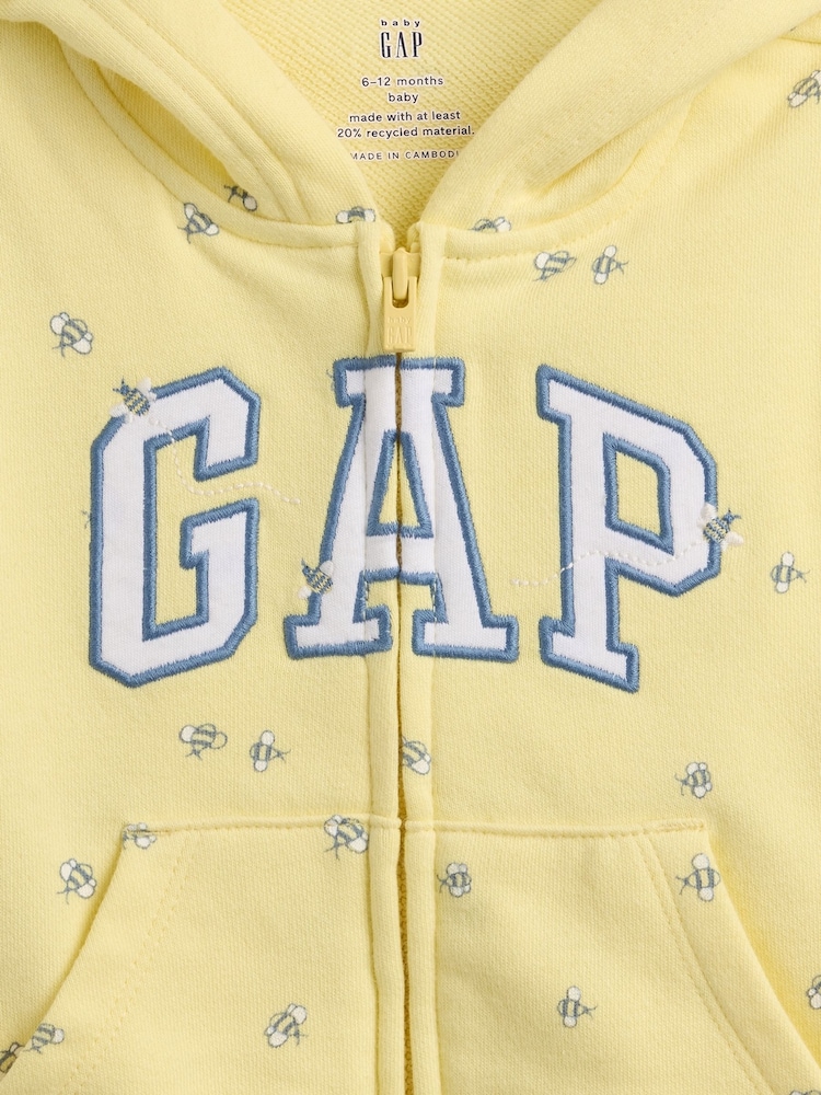 Gelb mit Bienenmotiv - Gap Vintage Soft Terry Logo Hoodie mit Reißverschluss (0-24Monate) - Bild 3 von 3
