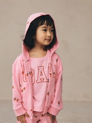 Rose fraise - Gap Relaxed Logo French terry Sweat-shirt à capuche zippé (6mois-5ans) - Image 4 sur 7