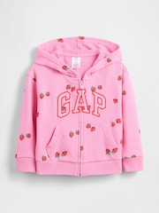 Rose fraise - Gap Relaxed Logo French terry Sweat-shirt à capuche zippé (6mois-5ans) - Image 5 sur 7