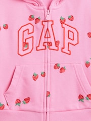 Rose fraise - Gap Relaxed Logo French terry Sweat-shirt à capuche zippé (6mois-5ans) - Image 7 sur 7