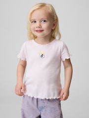 Gap Pink Embroidered Logo Rib T-Shirt (6mths-5yrs) - Image 1 of 3