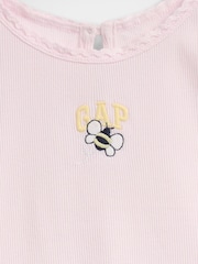 Gap Pink Embroidered Logo Rib T-Shirt (6mths-5yrs) - Image 3 of 3