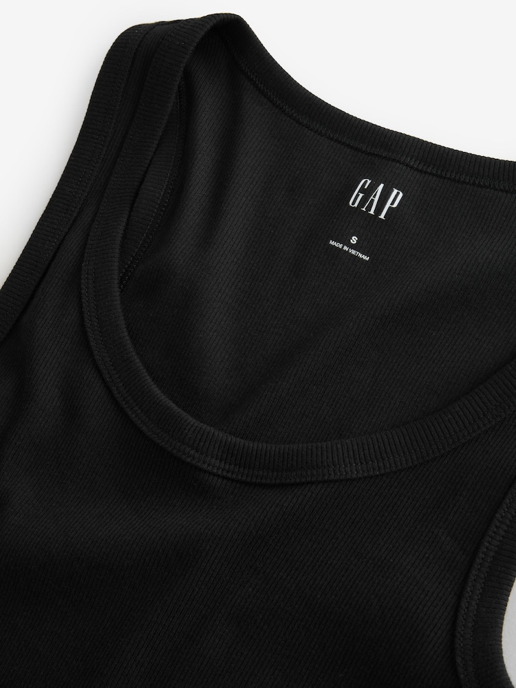 Schwarz - Gap Gerippte Strickweste mit U-Ausschnitt - Bild 4 von 4