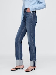Gap Blue High Waisted Cuffed '90s Slim Straight Jeans - Image 3 of 4