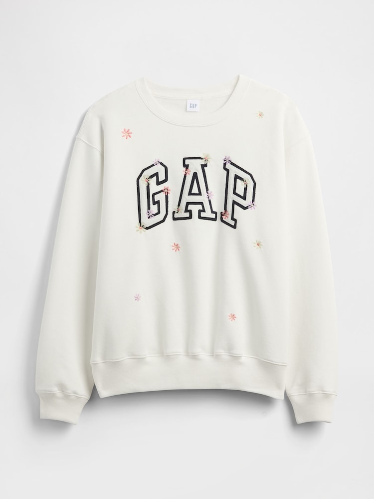 Gap White Floral Logo Sweatshirt - Image 5 of 5