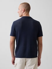 Gap Navy Mesh Polo Jumper - Image 2 of 4