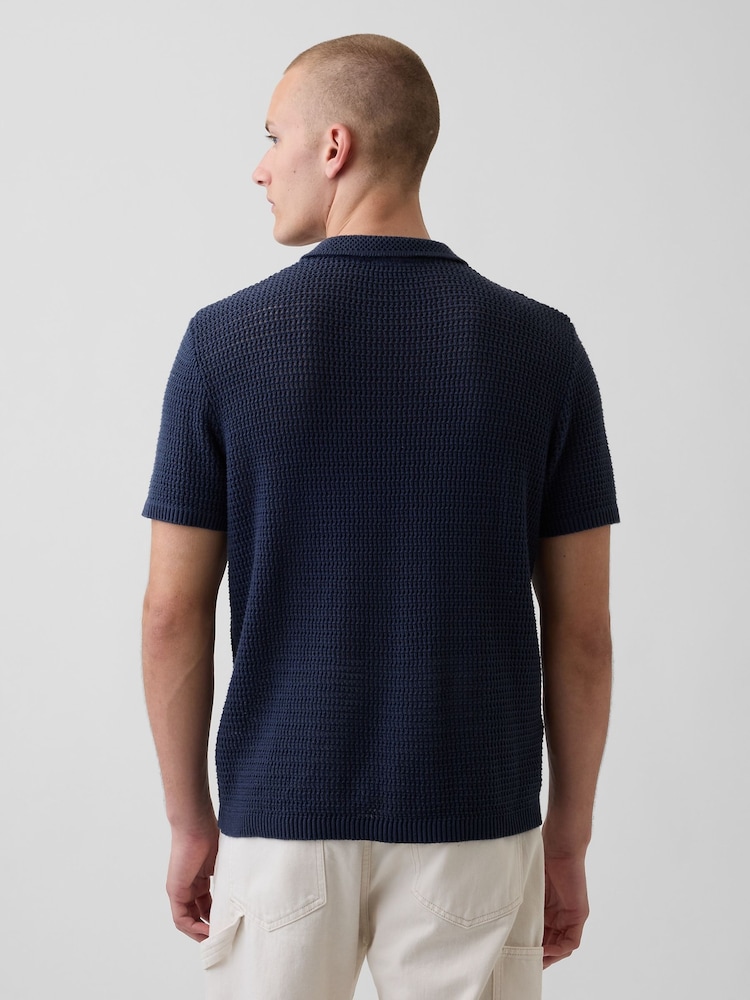 Gap Navy Mesh Polo Jumper - Image 2 of 4