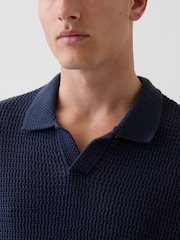 Gap Navy Mesh Polo Jumper - Image 4 of 4