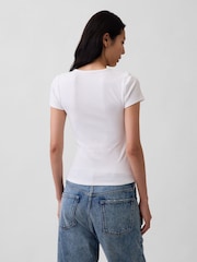 Gap White Modern Rib Logo T-Shirt - Image 2 of 5
