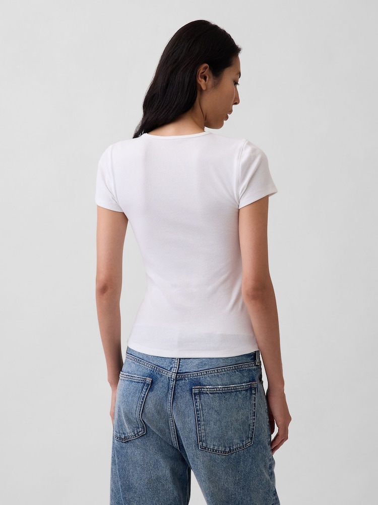 Gap White Modern Rib Logo T-Shirt - Image 2 of 5 Gap White Modern Rib Logo T-Shirt - Image 2 of 5