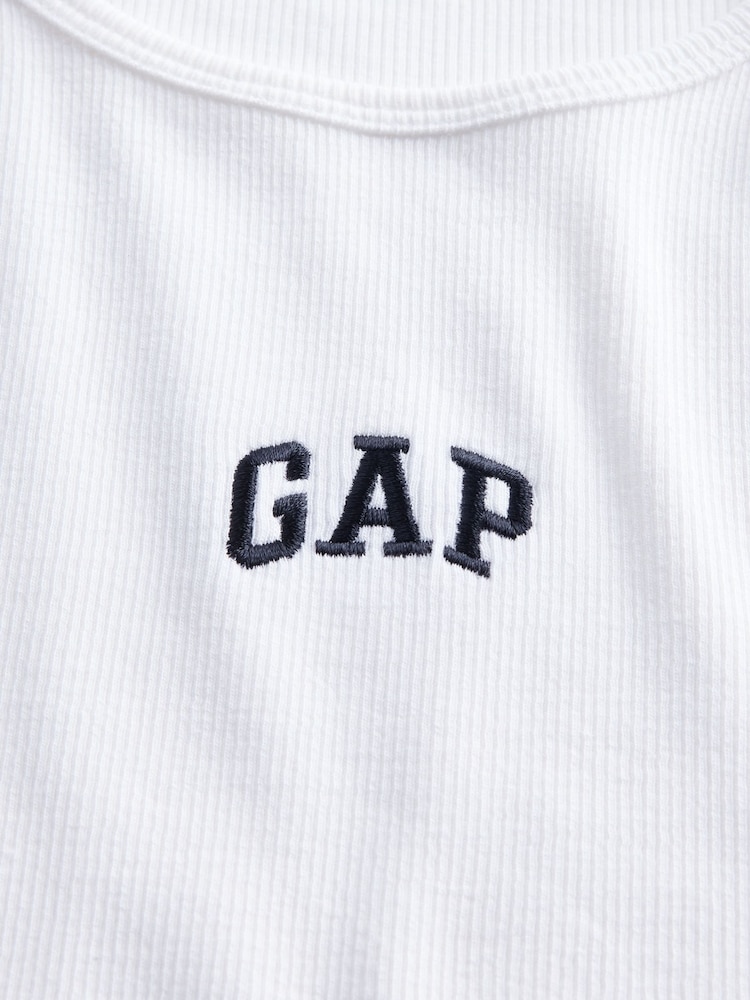 Gap White Modern Rib Logo T-Shirt - Image 5 of 5 Gap White Modern Rib Logo T-Shirt - Image 5 of 5