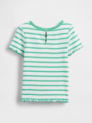 Gap Green Stripe Embroidered Logo Rib T-Shirt (6mths-5yrs) - Image 2 of 3