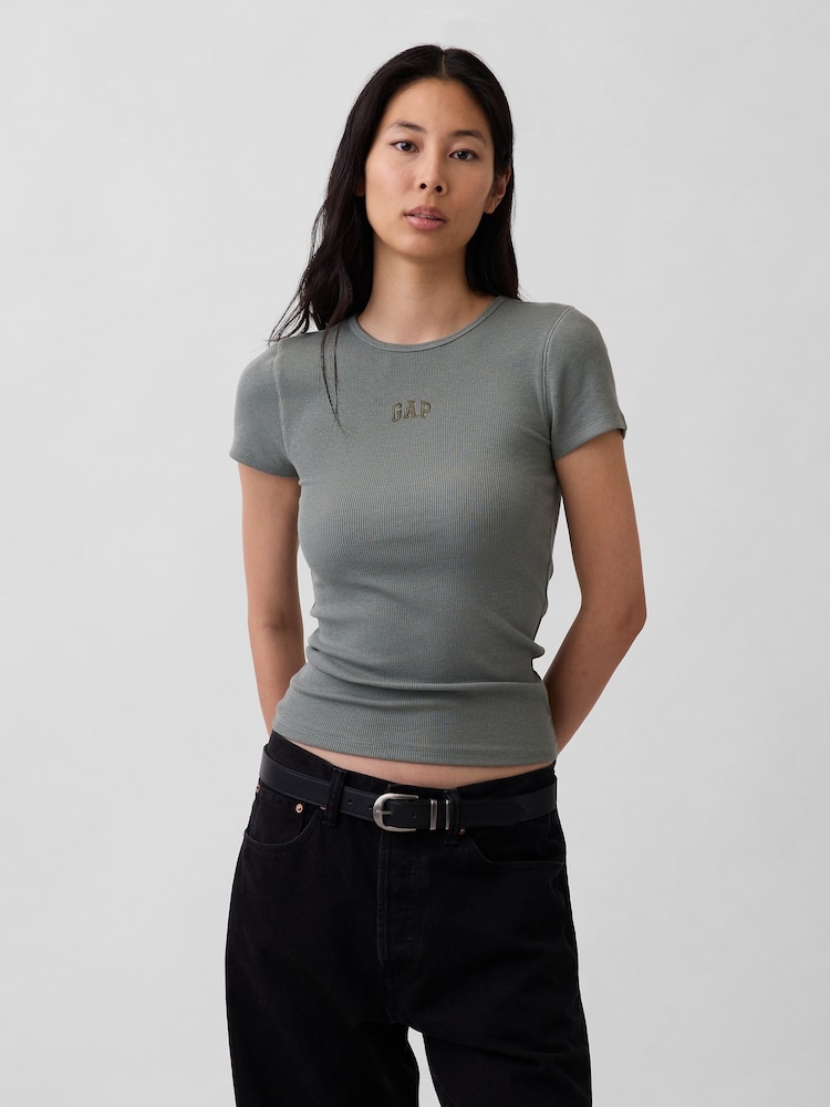 Gap Green Modern Rib Logo T-Shirt - Image 1 of 5 Gap Green Modern Rib Logo T-Shirt - Image 1 of 5