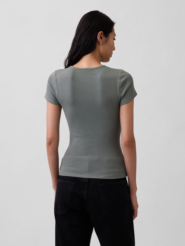 Gap Green Modern Rib Logo T-Shirt - Image 2 of 5 Gap Green Modern Rib Logo T-Shirt - Image 2 of 5