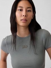 Gap Green Modern Rib Logo T-Shirt - Image 4 of 5