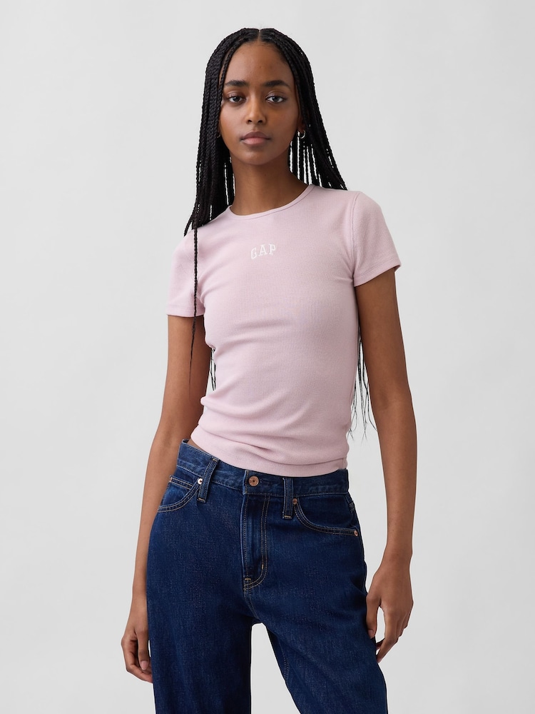 Gap Pink Modern Rib Logo T-Shirt - Image 1 of 5 Gap Pink Modern Rib Logo T-Shirt - Image 1 of 5