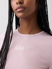 Gap Pink Modern Rib Logo T-Shirt - Image 4 of 5