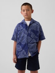 Gap Blue Relaxed Holiday Shirt (4-13yrs) - Image 1 of 3