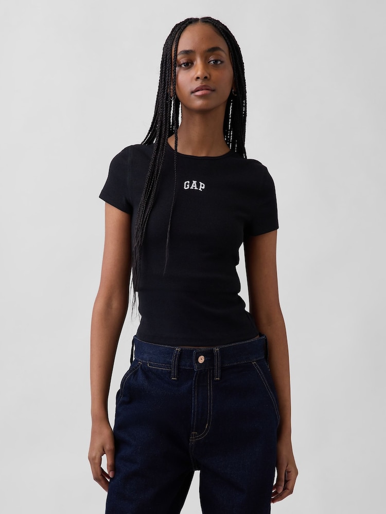 Gap Black Modern Rib Logo T-Shirt - Image 1 of 5 Gap Black Modern Rib Logo T-Shirt - Image 1 of 5