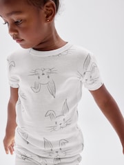 Gap White Bunny Cotton Short  Easter Pyjamas Set (6mths-5yrs) - Image 1 of 4