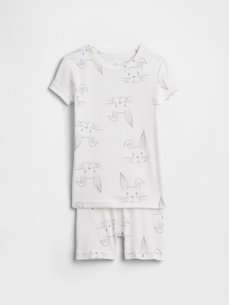 Gap White Bunny Cotton Short  Easter Pyjamas Set (6mths-5yrs) - Image 2 of 4
