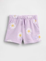 Violett/Gänseblümchen - Gap Logo Pull on French Terry Shorts (6mths-5yrs) - Bild 5 von 7