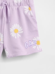 Violett/Gänseblümchen - Gap Logo Pull on French Terry Shorts (6mths-5yrs) - Bild 7 von 7