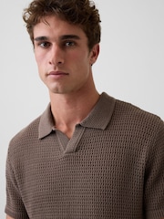 Gap Brown Mesh Polo Jumper - Image 4 of 5