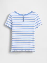 Gap Blue Stripe Embroidered Logo Rib T-Shirt (6mths-5yrs) - Image 2 of 3