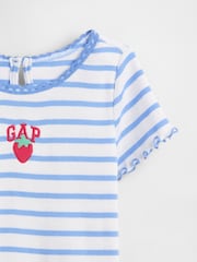Gap Blue Stripe Embroidered Logo Rib T-Shirt (6mths-5yrs) - Image 3 of 3