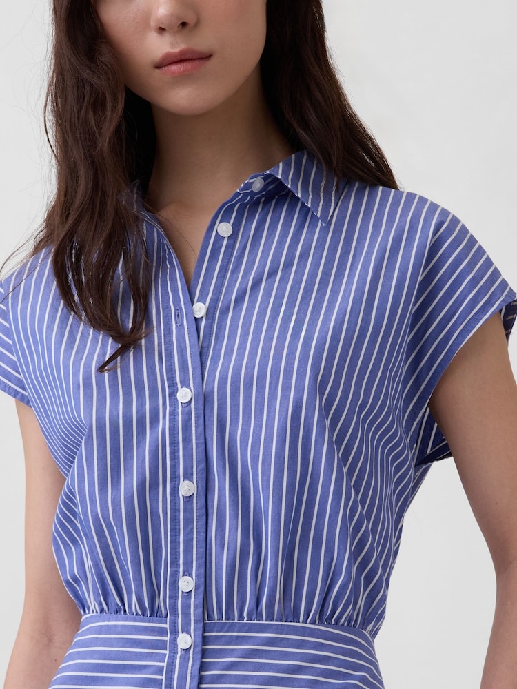 Gap Blue Stripe Poplin Drop-Waist Maxi Shirt Dress - Image 4 of 4