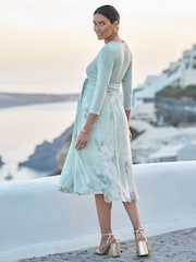 Seraphine Sage Floral Premium Maternity & Nursing Wrap Dress - Image 3 of 5