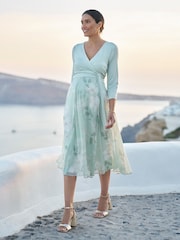 Seraphine Sage Floral Premium Maternity & Nursing Wrap Dress - Image 4 of 5