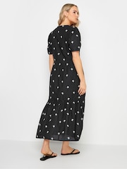Long Tall Sally Black 100% Cotton Embroidered V-Neck Tiered Dress - Image 5 of 6