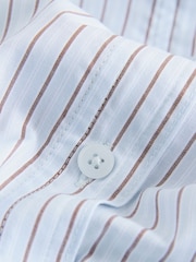 Light Blue/Brown Stripe Oversized Boyfriend Shirt - Image 2 of 3