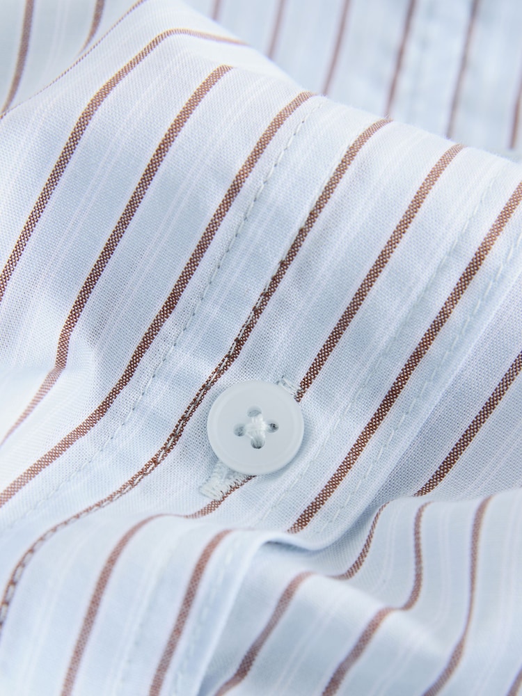 Light Blue/Brown Stripe Oversized Boyfriend Shirt - Image 2 of 3 Light Blue/Brown Stripe Oversized Boyfriend Shirt - Image 2 of 3
