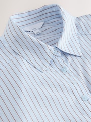 Light Blue/Brown Stripe Oversized Boyfriend Shirt - Image 3 of 3