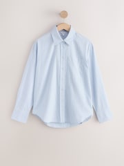 Blue/White Stripe Relaxed Cotton Long Sleeve Shirt - Image 5 of 7