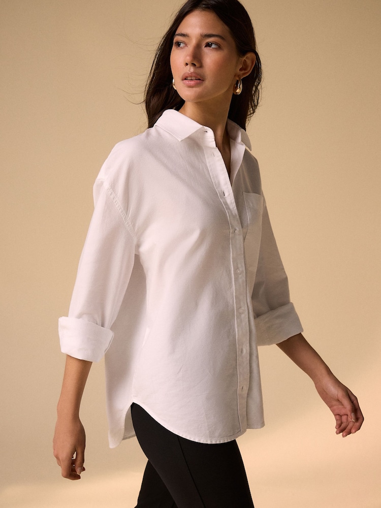 White Relaxed Cotton Long Sleeve Shirt - Image 2 of 9