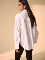 White Relaxed Cotton Long Sleeve Shirt - Image 4 of 9