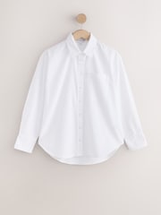 White Relaxed Cotton Long Sleeve Shirt - Image 7 of 9