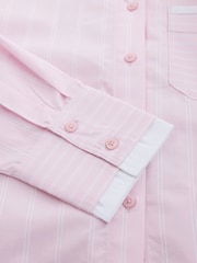 Pink/White Spliced Stripe Cropped Long Sleeve Shirt - Image 7 of 7