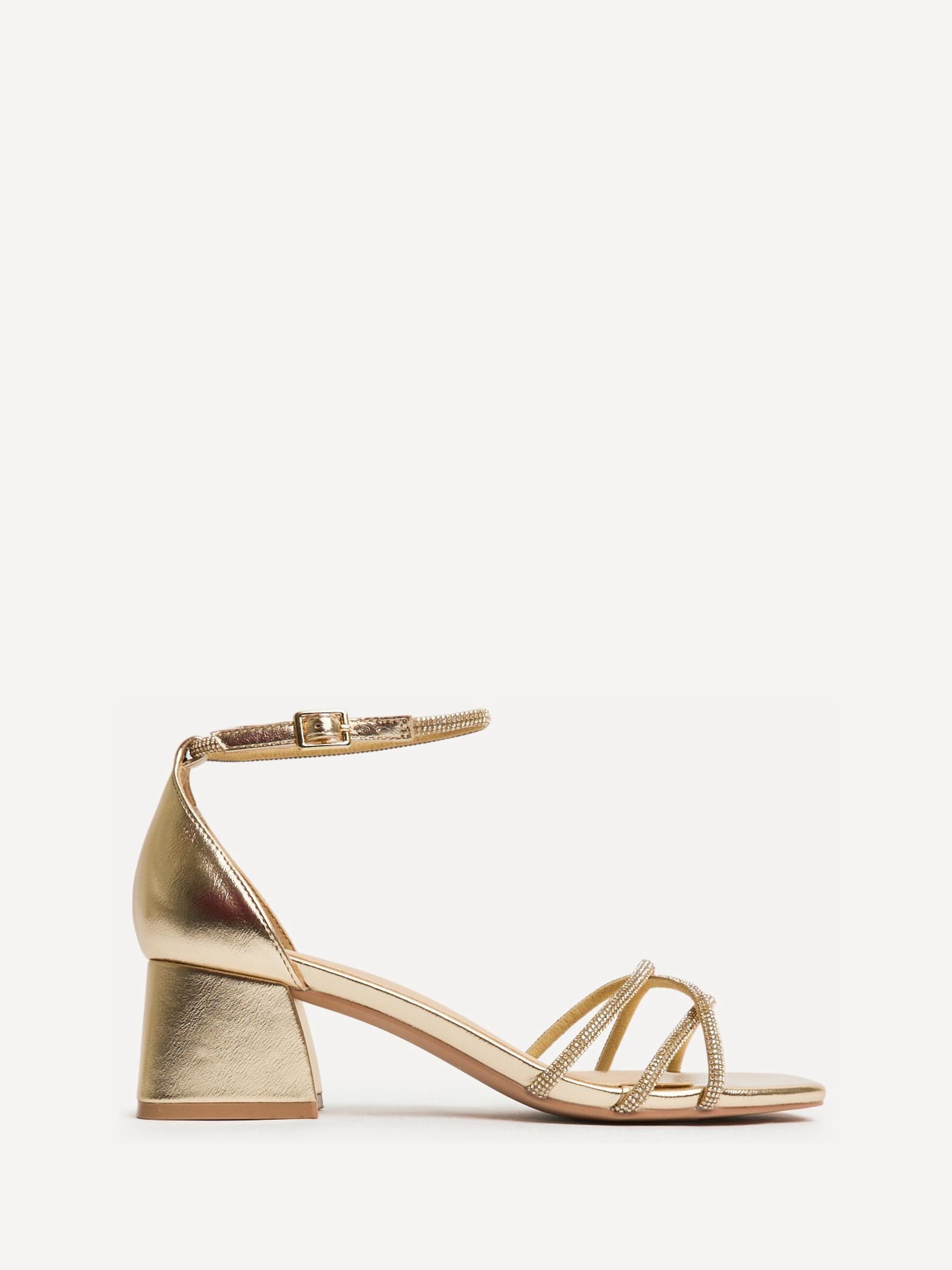 Buy Linzi Gold Amour Closed Back Diamante Front Strap Heeled