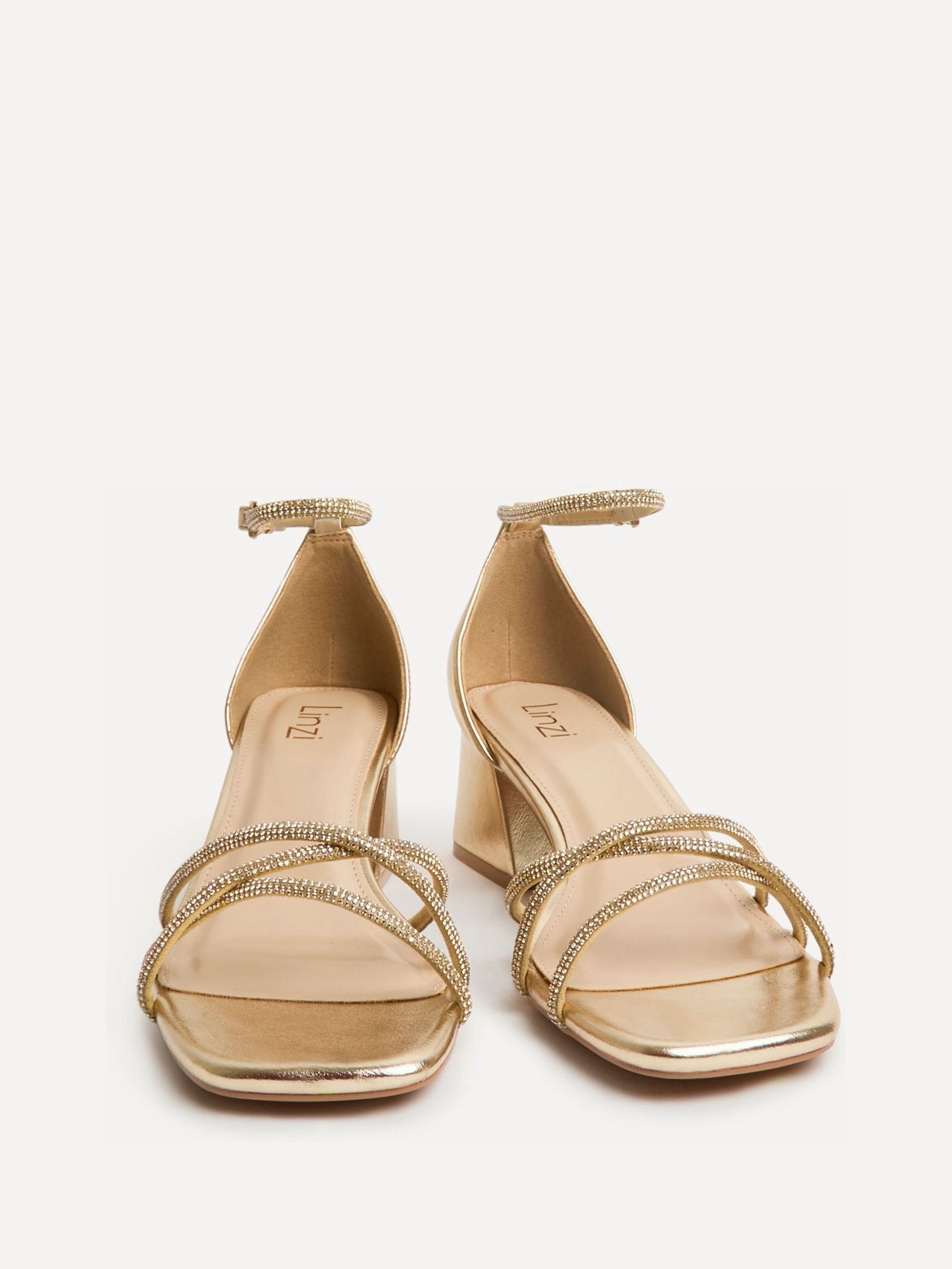 Buy Linzi Gold Amour Closed Back Diamante Front Strap Heeled